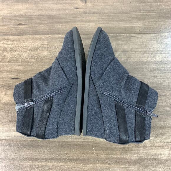 So Womens Ankle Boots Wedge Size 9 M Gray Suede Heels Buckle Zip Bootie - Picture 9 of 10